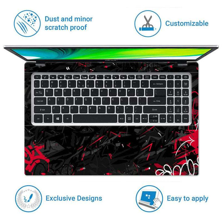 Laptop Skin - Black Red Graffiti
