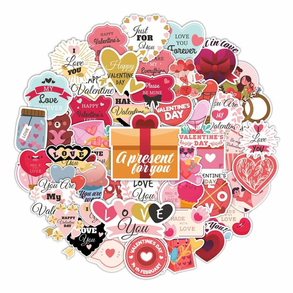 Valentine's Day Love Stickers - Set of 50 High-Quality