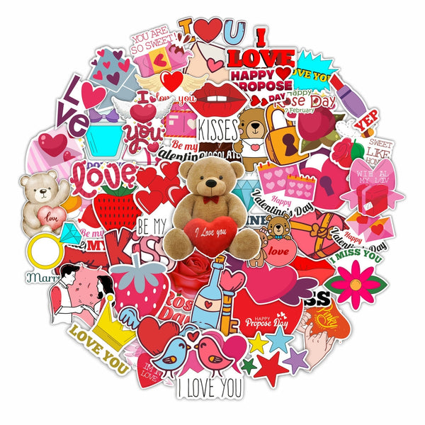 Valentine's Day Love Stickers - Set of 54 High-Quality