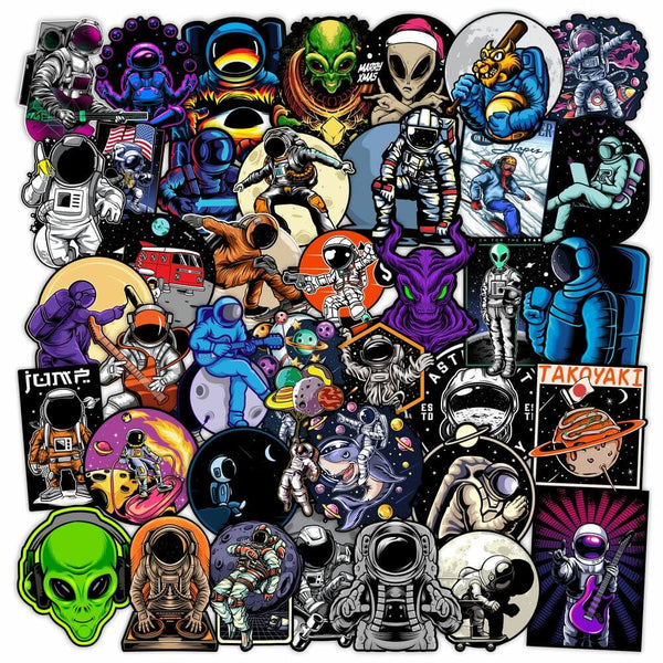 Astronaut Aliens Space Decal Stickers - Set of 40 High-Quality