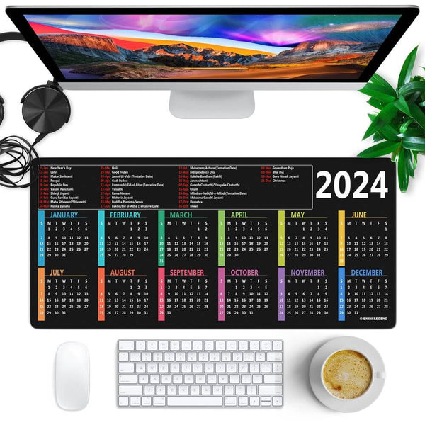 SkinsLegend Calendar Mouse Pad | Oversized Extended Desk Mat & Calendar