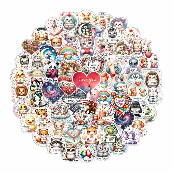I Love You Stickers - Set of 65 High-Quality