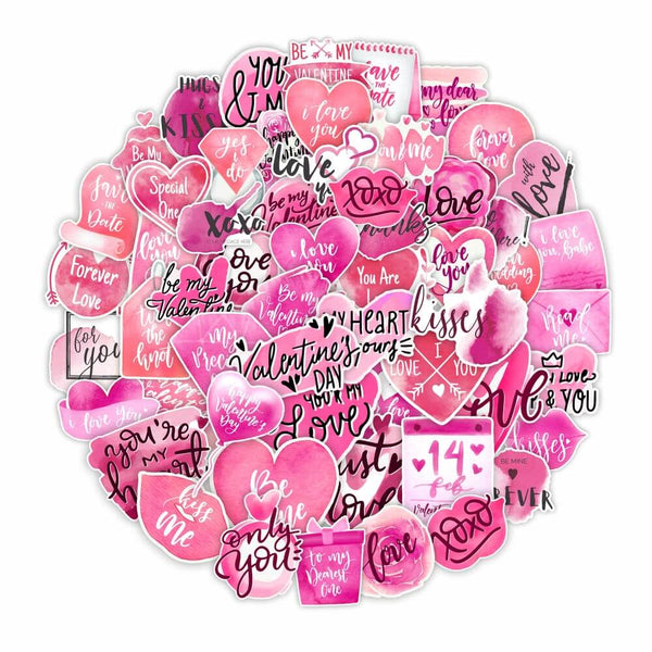 Valentine's Day Love Stickers - Set of 56 High-Quality