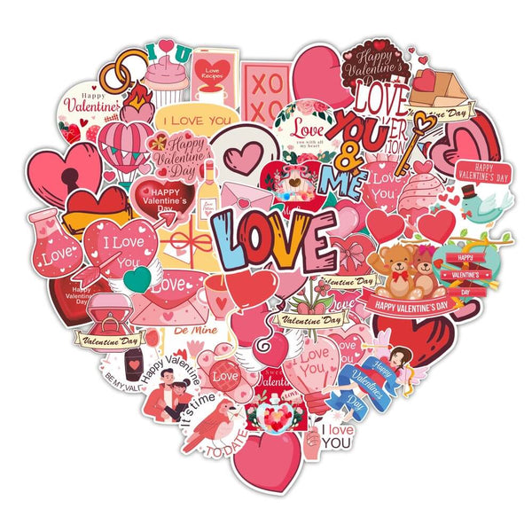 Valentine's Day Love Stickers - Set of 58 High-Quality
