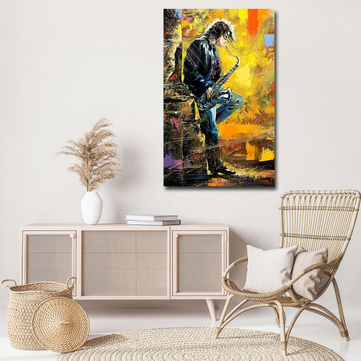 20x32 Canvas Painting - Young Guy Playing Saxophone