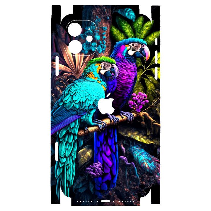 Apple iPhone Skin Wrap - Green Blue Parrots - SkinsLegend