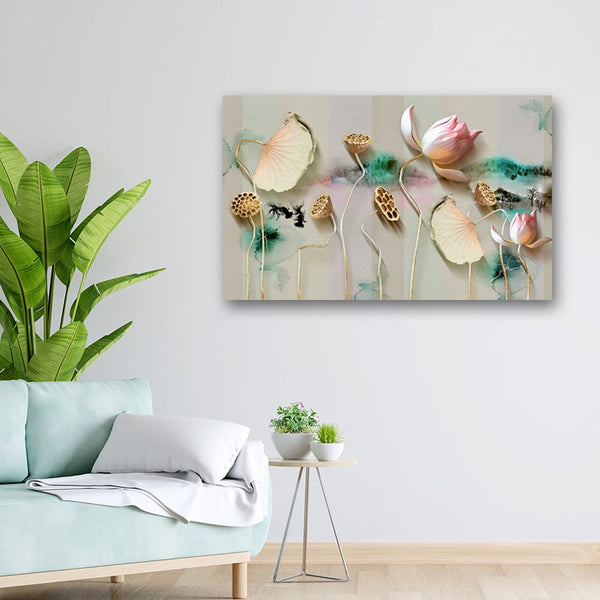 32x20 Canvas Painting - Lotus Tapestry Art