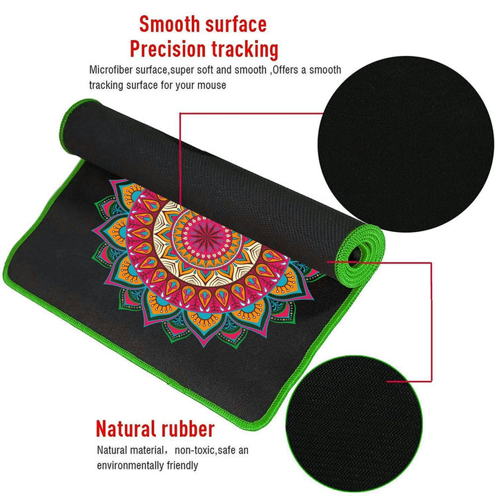 Anti-Slip Extended Desk Mat Gaming Mouse Pad - Multicolour Mandala Art