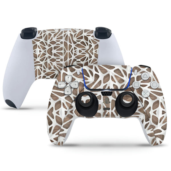 PS5 Controller Skin - White Net on Brown