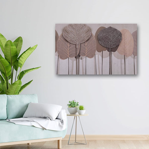 32x20 Canvas Painting - Brown Shaded Metal Leaves