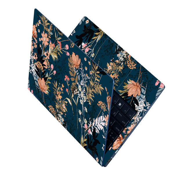 Laptop Skin - Floral Blossom Design on Dark Blue