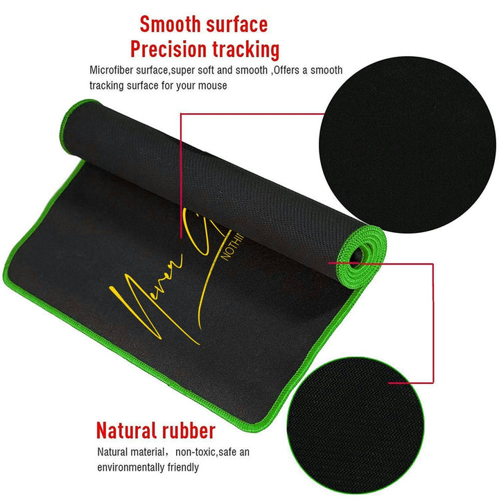 Anti-Slip Extended Desk Mat Gaming Mouse Pad - Never Give Up Yellow