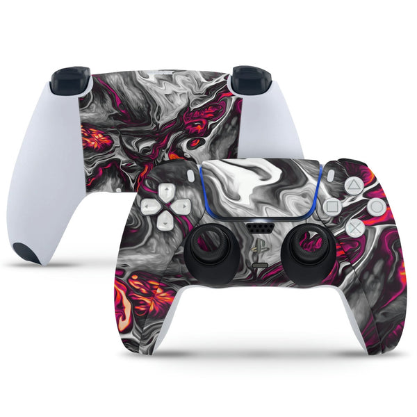 PS5 Controller Skin - Yellow Pink White Lava Design