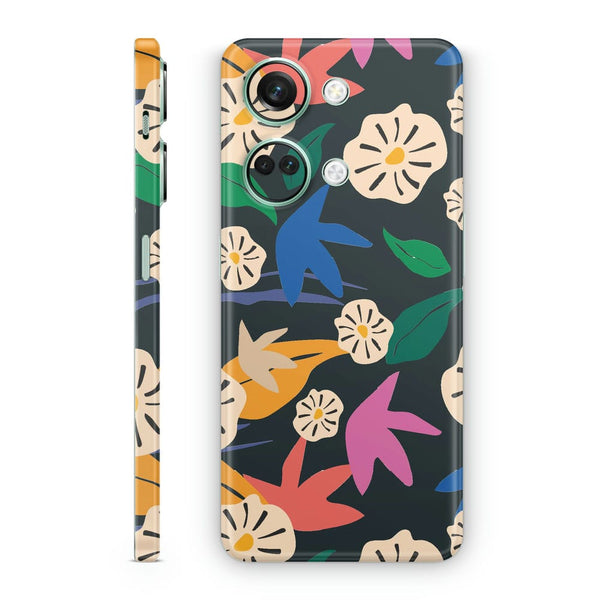 Mobile Skin Wrap - Floral and Leaves on Black