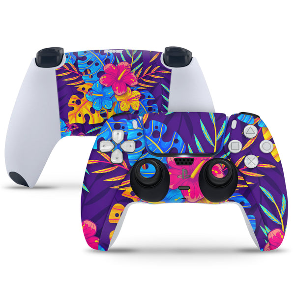 PS5 Controller Skin - Tropical Flowers and Leaves