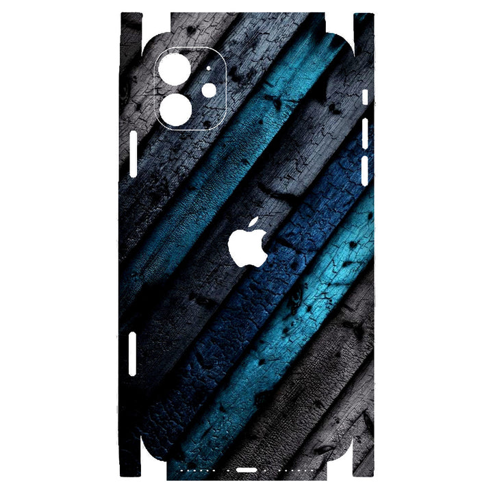 Apple iPhone Skin Wrap - Blue Black Wooden - SkinsLegend