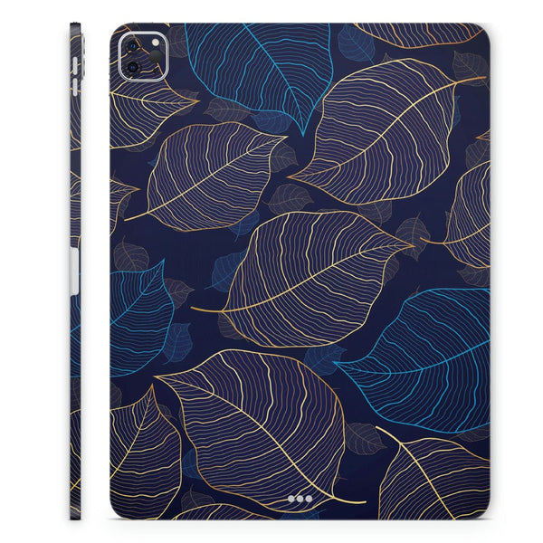 Tablet Skin Wrap - Blue Golden Leaves