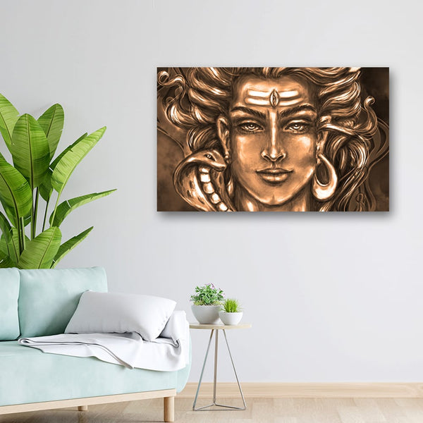 32x20 Canvas Painting - Golden Shiva Art