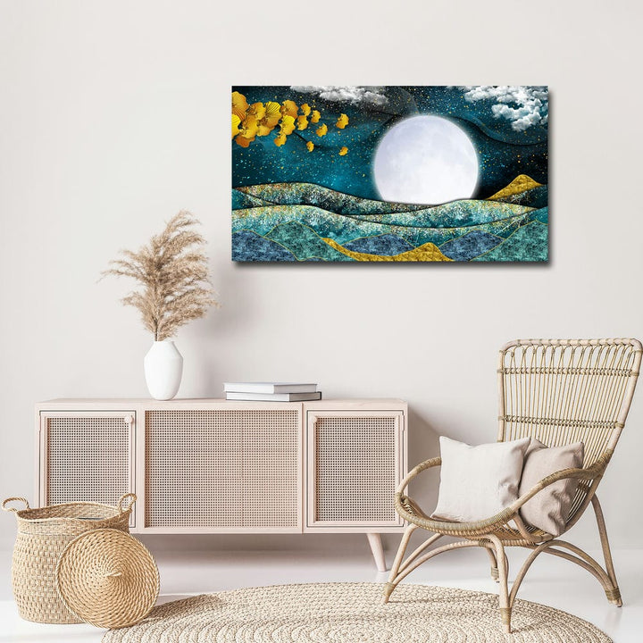 36x20 Canvas Painting - Big White Moon