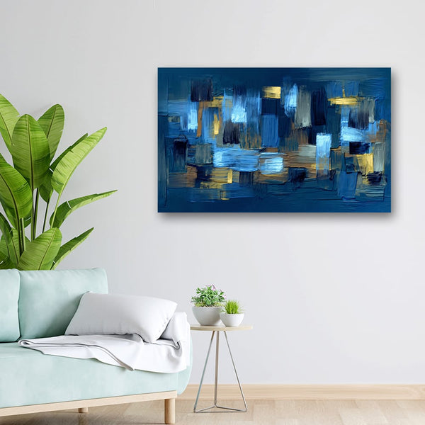 32x20 Canvas Painting - Blue Shaded Brush Stroke