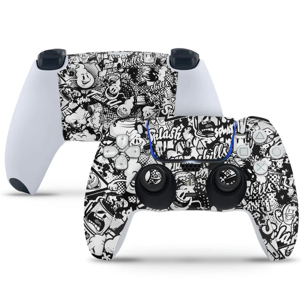 PS5 Controller Skin - Splash Skills Black and White