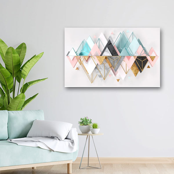 32x20 Canvas Painting - Triangles Art Mirror Image