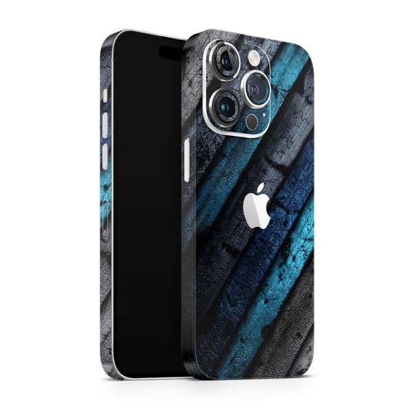 Apple iPhone Skin Wrap - Blue Black Wooden - SkinsLegend