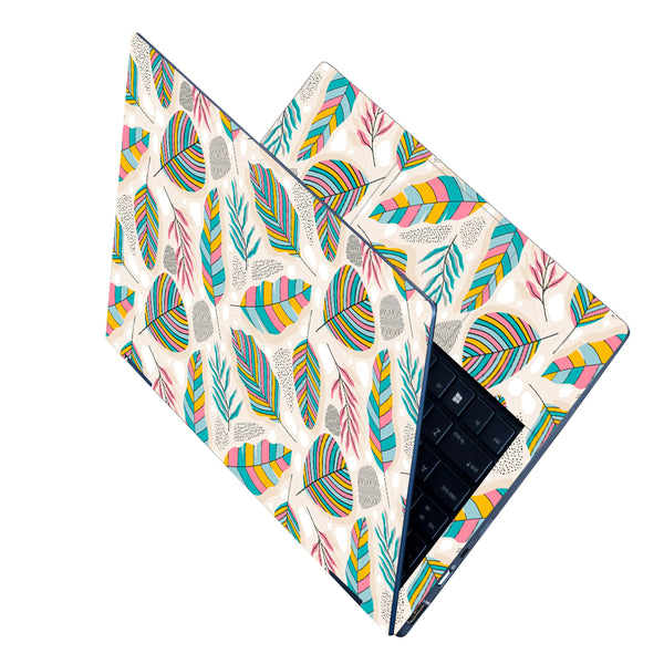 Laptop Skin - Multicolor Leaves on Cream Shaded Background
