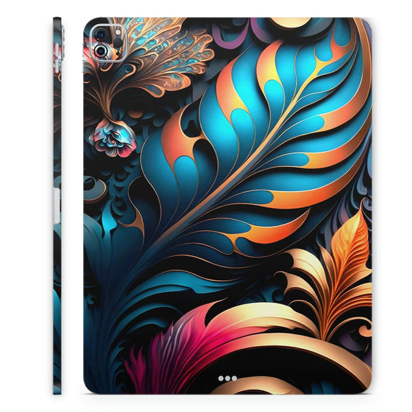 Tablet Skin Wrap - Blue Shiny Feather Design