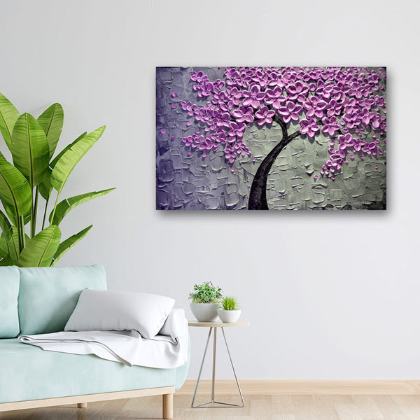 32x20 Canvas Painting - Pink Leaves