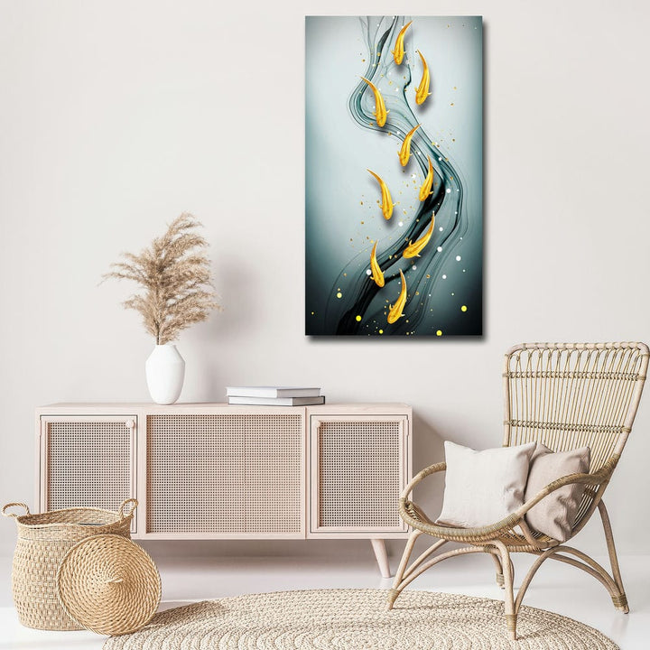 20x36 Canvas Painting - Golden 3D Fish Portrait