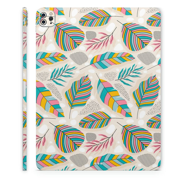 Tablet Skin Wrap - Multicolour Leaves on Cream Shaded