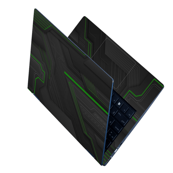 Laptop Skin - Abstract Gradient Black Green Liner