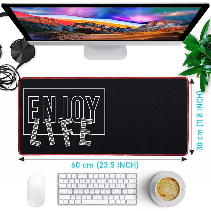 Anti-Slip Extended Desk Mat Gaming Mouse Pad - Enjoy Life Black and White