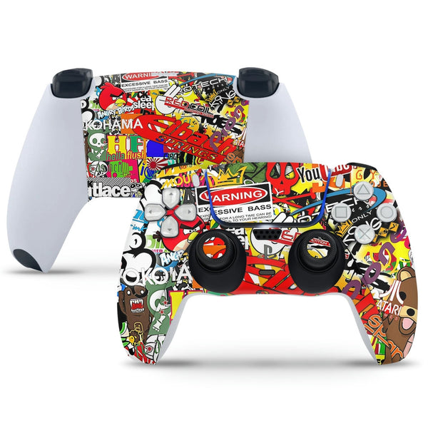 PS5 Controller Skin - Sticker Bomb Excessive Bass