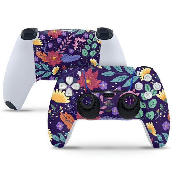 PS5 Controller Skin - Multi Floral on Purple