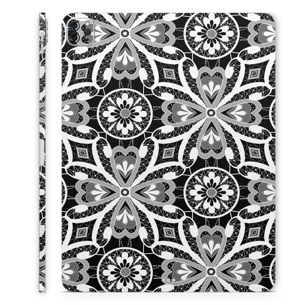 Tablet Skin Wrap - Mandala Floral Black White