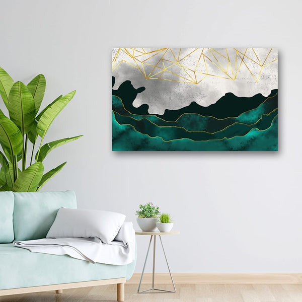 32x20 Canvas Painting - Lightning Sky Green Sea