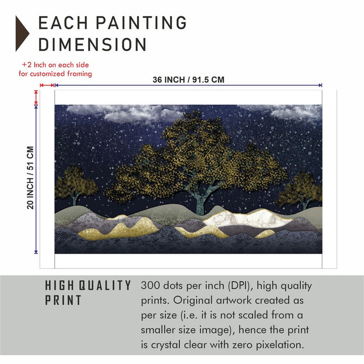 36x20 Canvas Painting - Dark Shaded Tree