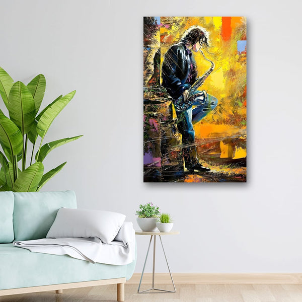 20x32 Canvas Painting - Young Guy Playing Saxophone