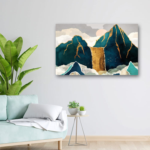 32x20 Canvas Painting - Golden Waterfall Blue Mountains