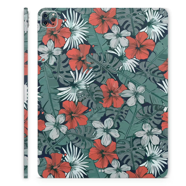 Tablet Skin Wrap - Green Red White Floral