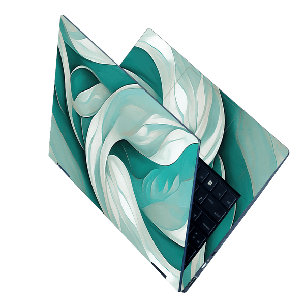 Laptop Skin - An Abstract Elegant Teal and White Wave