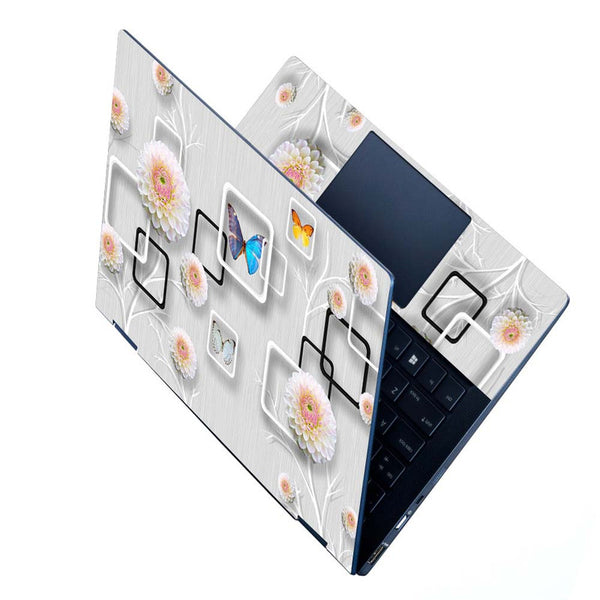 Full Panel Laptop Skin - 3D Butterfly Floral Collage