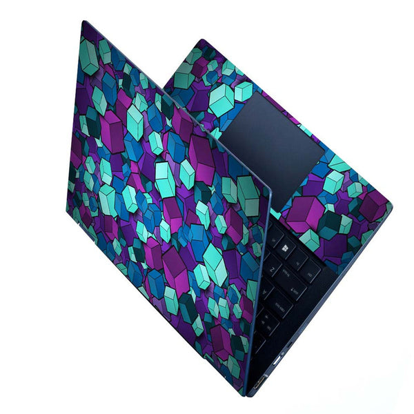 Full Panel Laptop Skin - 3D Cubes Blue