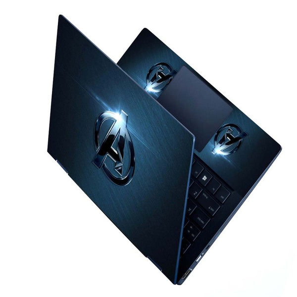 Full Panel Laptop Skin - A Black Metal Logo on Blue Shade