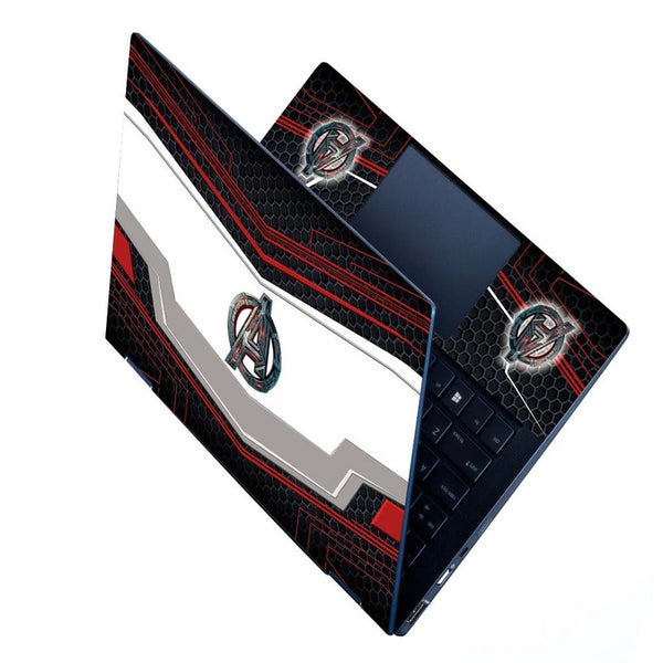 Full Panel Laptop Skin - A Shield Red Black Abstract