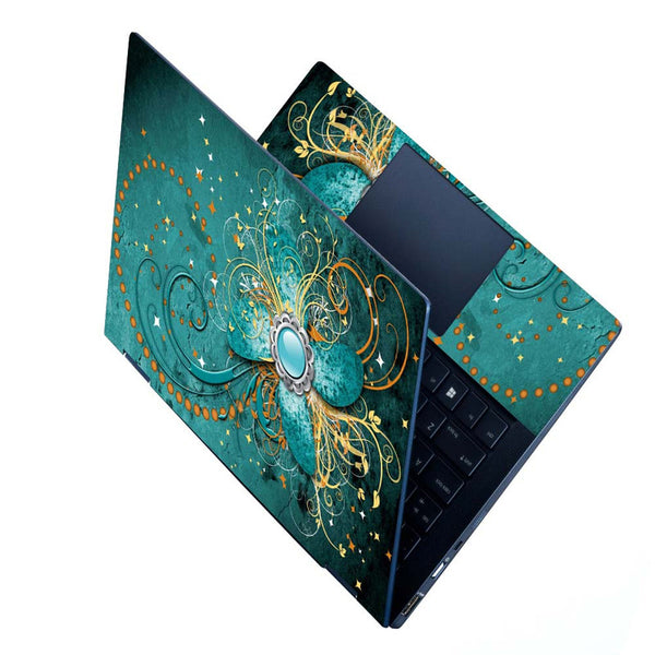 Full Panel Laptop Skin - Abstract Turquoise Swirls