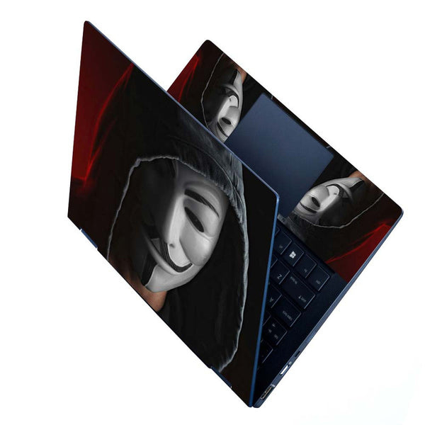 Full Panel Laptop Skin - Anonymous Guy White Mask Hoodie