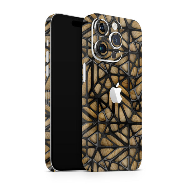 Apple iPhone Skin Wrap - Black Plastic Bars on Brown - SkinsLegend